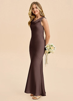 Azazie Rylina Junior Ganache Mermaid Stretch Satin Dress image4