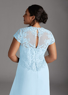 Azazie Junie Mère de la mariée Robes Robe Trapèze en Mousseline de soie Dentelle Bleu Ciel image9