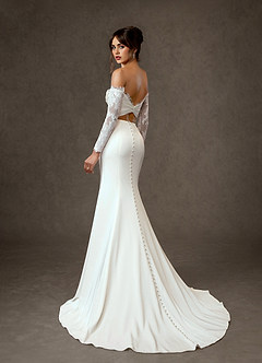 Azazie Onyx Wedding Dresses Diamond White Mermaid Sequins Crepe Back Satin Dress image10