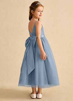 Azazie Patootie vestidos de niña de las flores Vestido de Azul Polvoriento de Tul de Corte En A con Tirante Espagueti image2