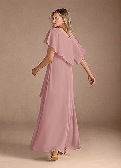 Azazie Eliza Mother of the Bride Dresses Dusty Rose A-Line V-Neck Pleated Chiffon Dress image3