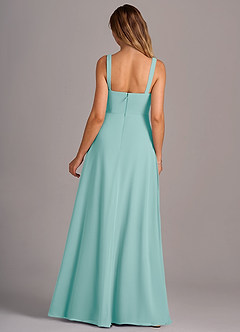 Azazie Debra Bridesmaid Dresses Aqua A-Line with Pockets Chiffon Convertible Dress image6