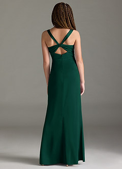 Azazie Mero Junior Emerald Mermaid Pleated Stretch Satin Dress image5