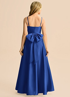 Azazie Rumi Junior A-Line Plisseret Stræk satin Gulv-længde Junior brudepige Kjole image2