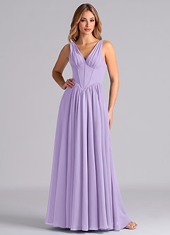 Azazie Delmie Final Sale Lilac A-Line Corset Chiffon Dress image1