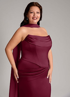 Azazie Sorrel Bridesmaid Dresses Mulberry Mermaid Strapless Stretch Satin Convertible Dress image13