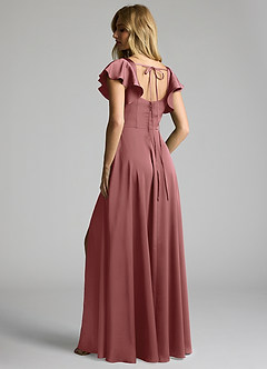 Azazie Bondi Robes de demoiselle d'honneur Robe Trapèze en Satin extensible Arc Améthyste image3
