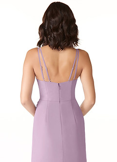 Azazie Leo Bridesmaid Dresses Wisteria Mermaid V-Neck Pleated Chiffon Dress image6