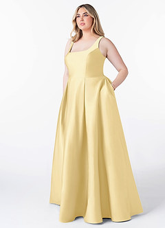 Azazie Neve Bridesmaid Dresses Butter Ball-Gown with Pockets Stretch Satin Dress image7