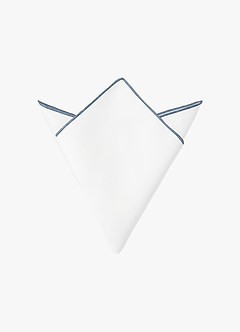 front Ivoorkleurige matte satijnen pochet met gekleurde rand