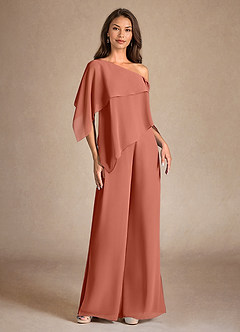Azazie Halima Mother of the Bride Dresses Clay Jumpsuit/Pantsuit Side Slit Chiffon Dress image5