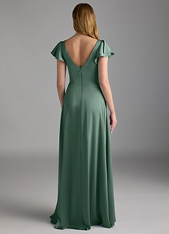 Azazie Omari Bridesmaid Dresses Eucalyptus A-Line Stretch Satin Dress image2