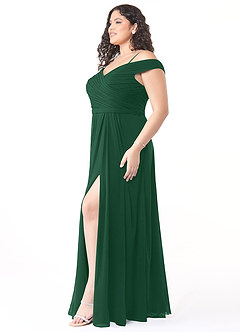 Azazie Audrianna Bridesmaid Dresses Dark Green A-Line Off-The-Shoulder Gathered Chiffon Convertible Dress image9