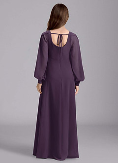 Azazie Bondi Junior Plum A-Line Blouson Chiffon Dress image2