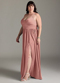 Azazie Zeya Bridesmaid Dresses Rosette A-Line Pleated Stretch Satin Dress image13