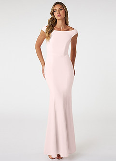 Azazie Nicolina Bridesmaid Dresses Blushing Pink Mermaid Square Neckline Stretch Crepe Dress image1