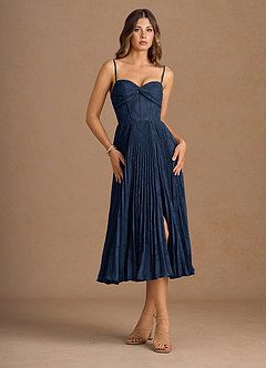 Annie Navy Pleated Midi Dress image6
