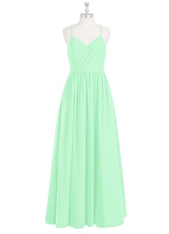 Azazie Cora Bridesmaid Dresses Mint Green A-Line Pleated Chiffon Dress image20