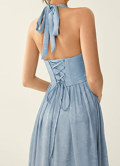 Anliem Puderblau Jacquard-Abendkleid image3