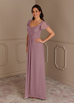 Azazie Gwenyth Mother of the Bride Dresses Dusty Rose A-Line Lace Chiffon Dress image4