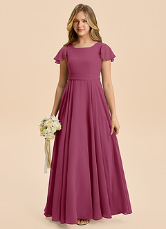 Azazie Cady Junior Mulberry A-Line Pleated Chiffon Dress image1