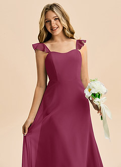 Azazie Mavie Junior Mulberry A-Line Ruched Chiffon Dress image5