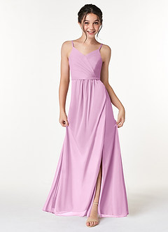 Azazie Luxy Junior Candy Pink Pleated Mesh Dress image1