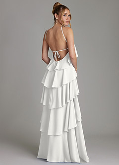Azazie Deena Brudtärnklänningar Klä av A-Linje i Chiffong Rynkad Vit image2