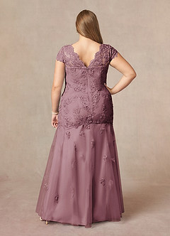 Azazie Marbella Mother of the Bride Dresses Vintage Mauve Mermaid Queen Anne Sequins Lace Dress image9