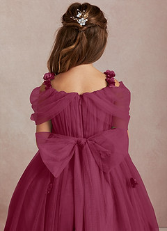 Azazie Shaylee vestidos de niña de las flores Vestido de Mora de Tul de Corte En A con Vestidos sin tirantes image5
