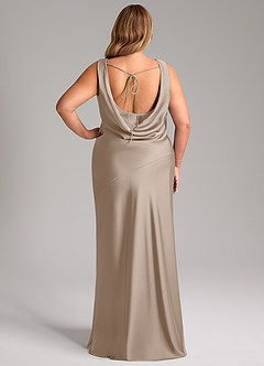 Azazie Rylina Bridesmaid Dresses Taupe Mermaid Stretch Satin Dress image8