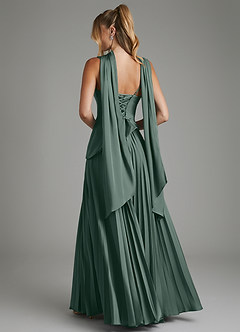 Azazie Stephanie Bridesmaid Dresses Sea Moss A-Line Corset Stretch Satin Dress image9