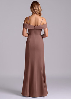 Azazie Luciana Bridesmaid Dresses Espresso Sheath Off the Shoulder Chiffon Convertible Dress image2