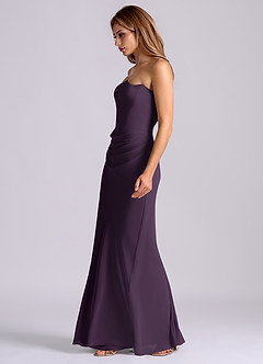 Azazie Debby Bridesmaid Dresses Plum Mermaid Strapless Chiffon Dress image4