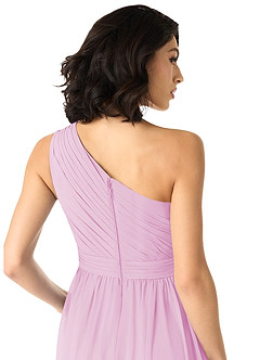 Azazie Mathilda Bridesmaid Dresses Candy Pink A-Line One Shoulder Chiffon Dress image5