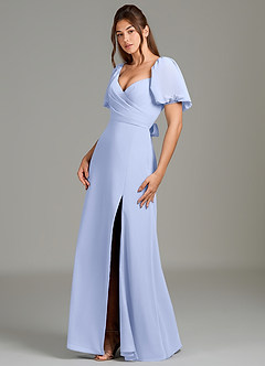 Azazie Phylicia Bridesmaid Dresses Ice A-Line Bow Chiffon Dress image4