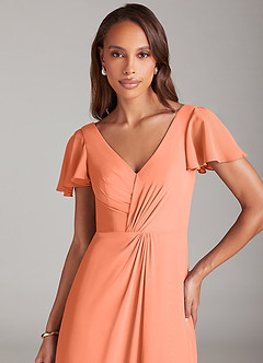 Azazie Soren Bridesmaid Dresses Sunset A-Line Ruched Chiffon Dress image6