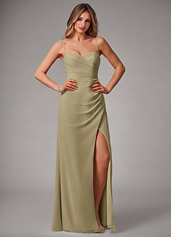 Azazie Haisley Bridesmaid Dresses Moss Green Sheath Off the Shoulder Chiffon Convertible Dress image1