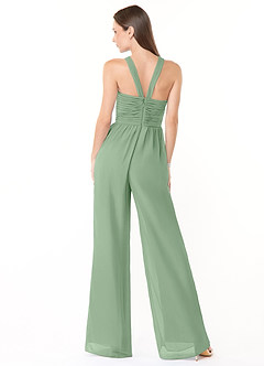 Azazie Berdie Bridesmaid Dresses Matcha Halter Chiffon Jumpsuit image2