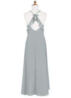 Azazie Paisley A-Line Ruched Chiffon Floor-Length Junior Bridesmaid Dress image9