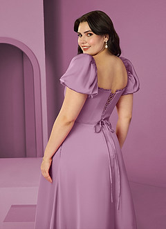 Barbie ♥ Azazie Bridesmaid Dresses Wisteria A-Line Ruched Stretch Satin Dress image8