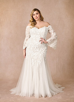 Azazie Arlette Wedding Dresses Diamond White Mermaid Sweetheart Sequins Tulle Dress image9
