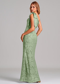 Azazie Yuanna Brudtärnklänningar Klä av Sjöjungfru i Blommig Utbrändhet Ena axeln Dusty Sage image5