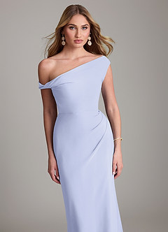 Azazie Emerson Bridesmaid Dresses Lavender Sheath Off the Shoulder Chiffon Dress image2