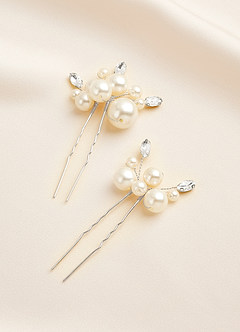 front Pearl Bead Clusters U-Shaped Hairpin Set