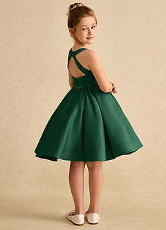 Azazie Julietta Flower Girl Dresses Dark Green Ball-Gown Convertible Tulle Dress image8