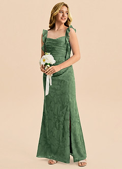 Azazie Jessamine Junior Eucalyptus Mermaid Sweetheart Neckline Floral Burnout Dress image4