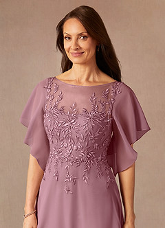 Azazie Faviola Mother of the Bride Dresses Vintage Mauve A-Line Boatneck sequins Chiffon Dress image6