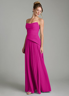 Azazie Gabriela Bridesmaid Dresses Fuchsia A-Line Corset Chiffon Dress image6