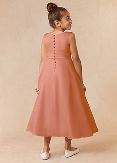 Azazie Lindy Flower Girl Dresses MAI TAI A-Line Pleated Matte Satin Dress image6